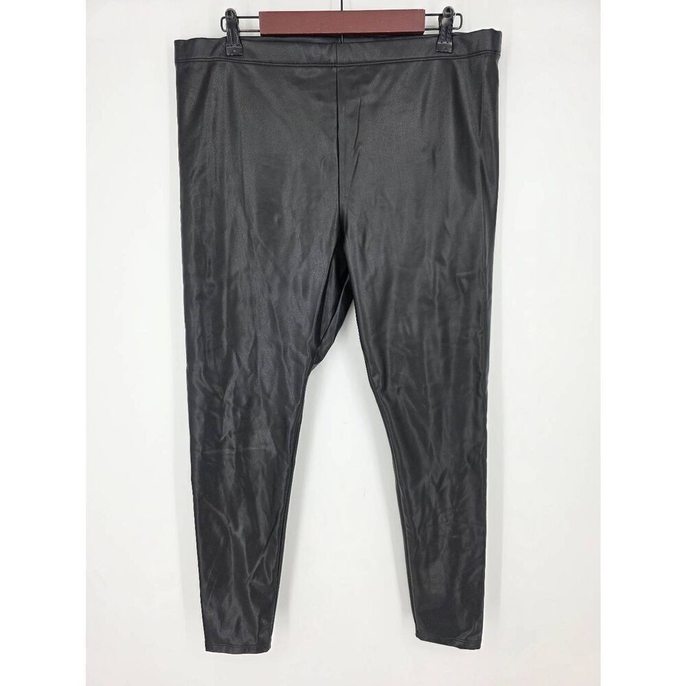 H&M Women's black faux leather leggings Size XL